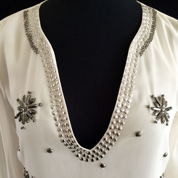 ✨sold✨ marciano • marakesh ivory star beaded tunic - Picture 6 of 6